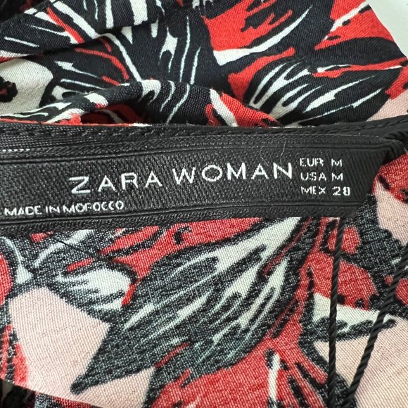 Zara Woman Sleeveless Short Romper Pink Floral 1 Piece Pockets size Medium - Picture 9 of 12